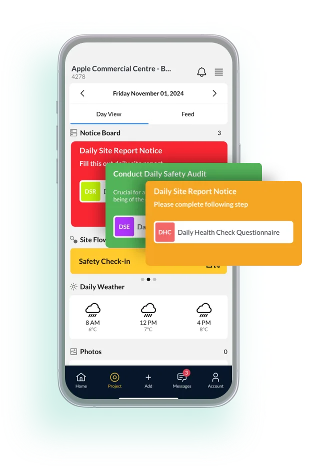 SiteMax Project Notices on mobile